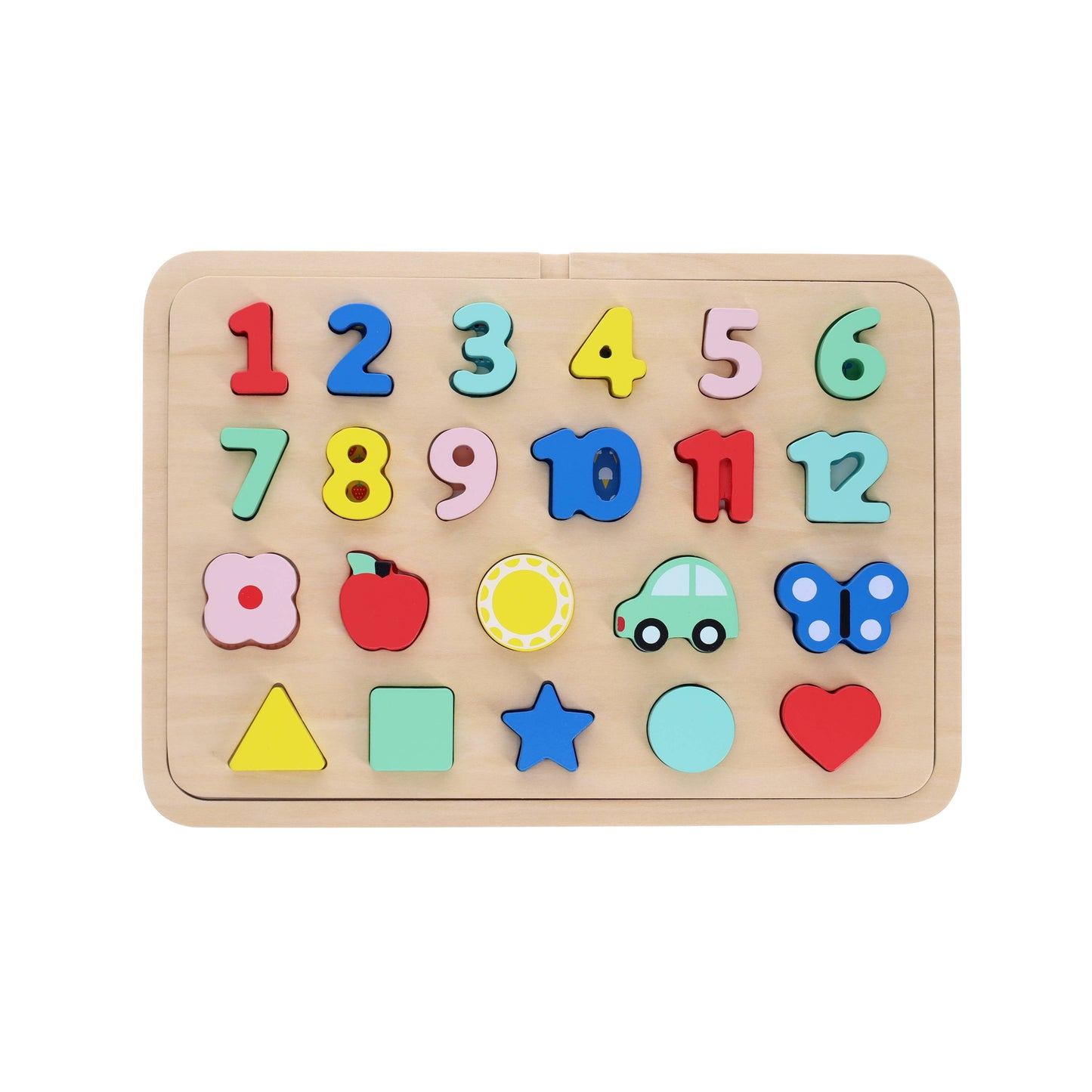 Wooden Tray Puzzle - Numbers, Shapes, Colors